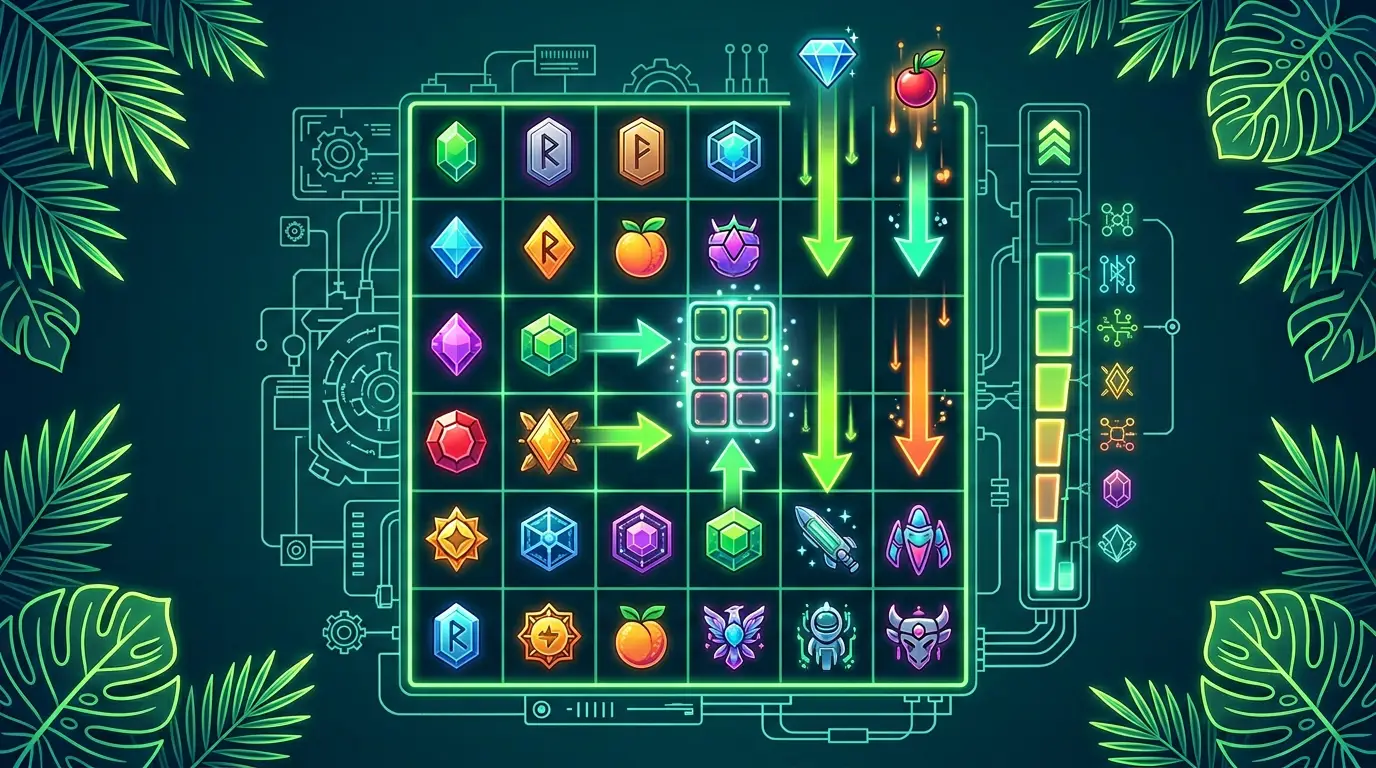 Hula Balua mechanics - cluster pays, merging symbols and multiplier